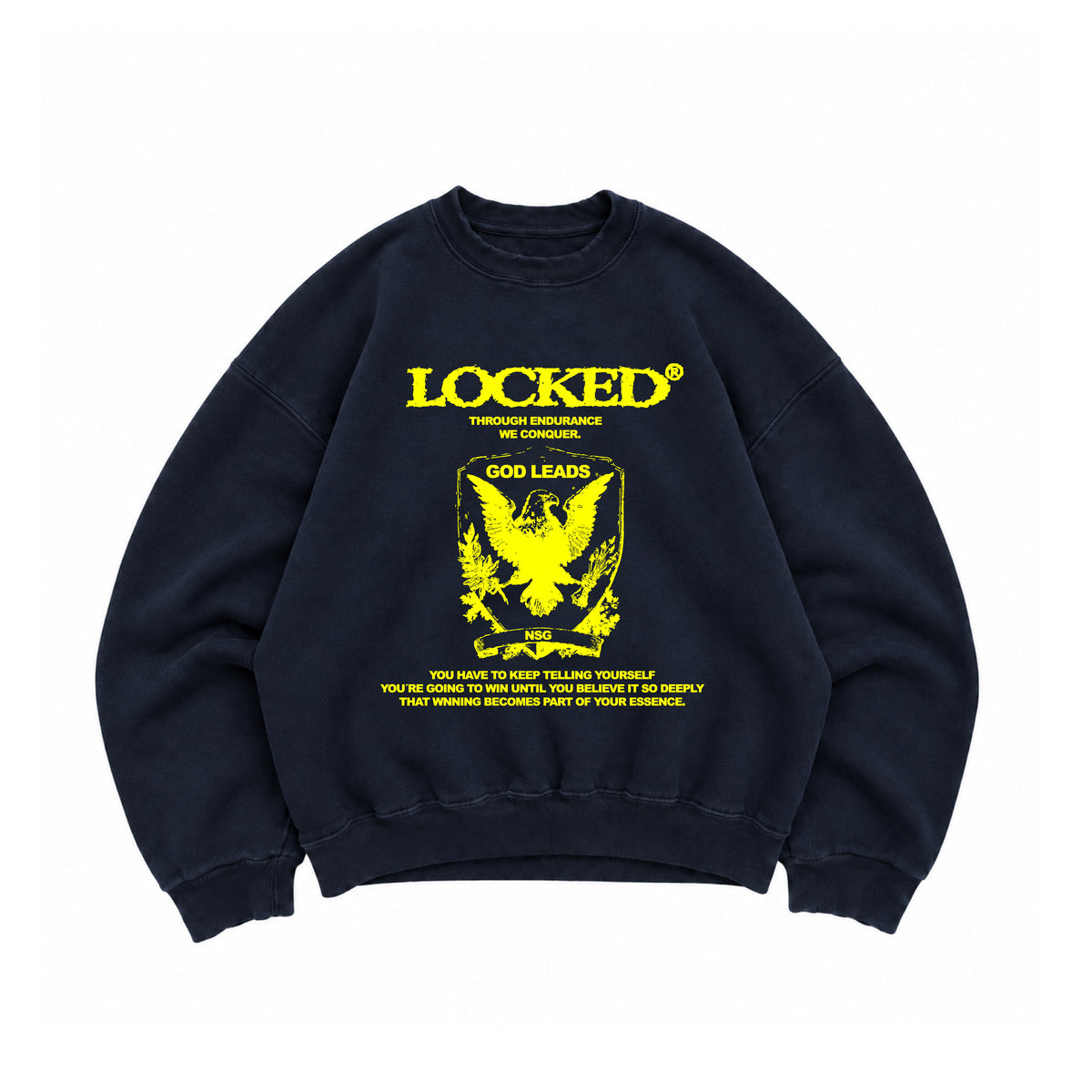 LOCKED CONQUERING GRAPHIC CREWNECK